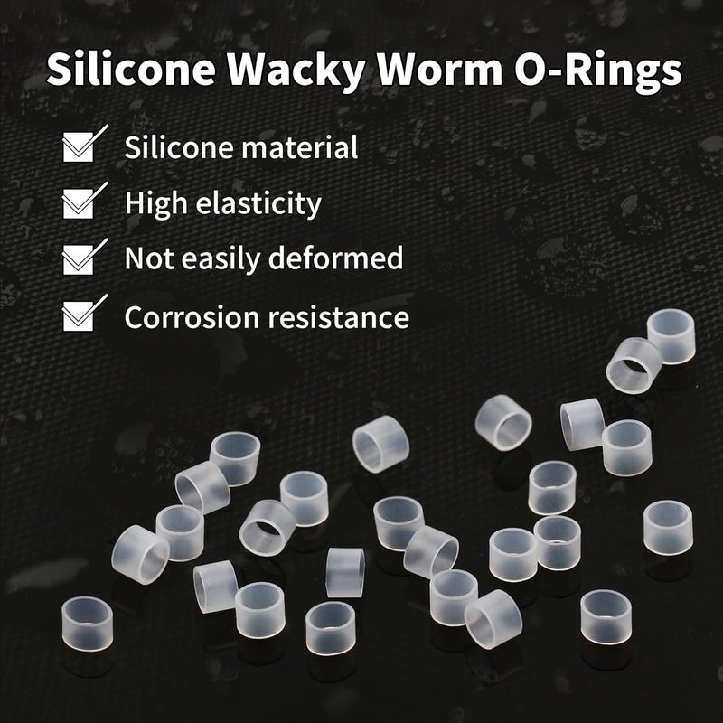 FishTrip 200/210pcs Wacky Worm O-Rings for Wacky Rigging Senkos Soft Plastic Worms Stickbaits, Silicone Bait Saver O-Rings for Bass Fishing Wacky Rig or Neko Rig - Image 2